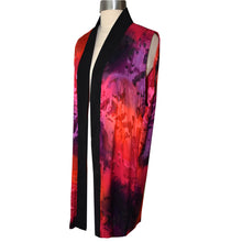 Load image into Gallery viewer, Purple/Pink/Coral Devore Sheer Silk Long Kimono Vest
