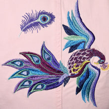 Load image into Gallery viewer, Colorful Embroidered Peacock Pink Denim Jeans Jacket LG
