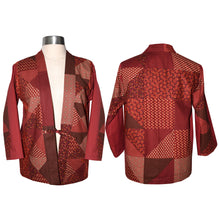 Load image into Gallery viewer, One of a Kind Red Print Patchwork Cotton Kimono Jacket
