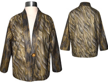 Load image into Gallery viewer, Attractive Gold Black Metallic Cotton Kimono Style Jacket with Gold Button
