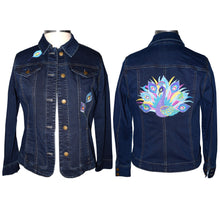 Load image into Gallery viewer, Peacock Embroidered Blue Denim Jacket MED
