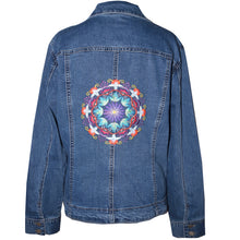 Load image into Gallery viewer, Embroidered Kaleidoscope Blue Denim Jacket LG
