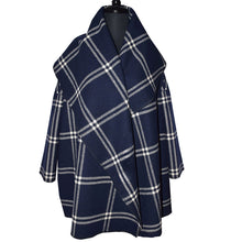 Load image into Gallery viewer, Gorgeous Navy Plaid Wool Cape with Tie
