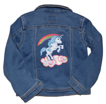 Load image into Gallery viewer, Child&#39;s Embroidered Unicorn Denim Jeans Jacket 5T
