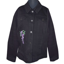 Load image into Gallery viewer, Embroidered Wisteria Black Denim Jacket XL
