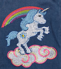 Load image into Gallery viewer, Child’s Embroidered Unicorn Denim Jeans Jacket 4T
