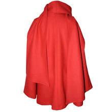 Load image into Gallery viewer, Gorgeous Red Cashmere Blend Wool Cape with Attached Tie Wrap
