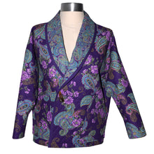 Load image into Gallery viewer, Cozy Quilted Purple Print Lined Jacket with Raglan Sleeves
