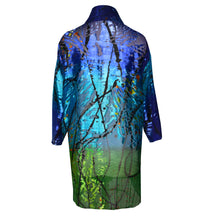 Load image into Gallery viewer, Luxurious Sheer Blue Green Print Painted Silk Devore Kimono Jacket
