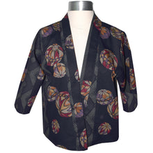Load image into Gallery viewer, Handcrafted Navy Asian Print Cotton Kimono Style Jacket
