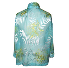 Load image into Gallery viewer, Beautiful Fern Aqua Sheer Silk Devore Kimono Jacket

