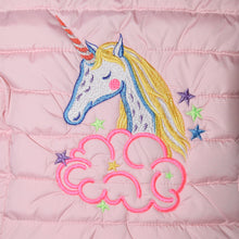 Load image into Gallery viewer, Child’s Pink Puffer Vest with Unicorn Embroidery  S 6-7
