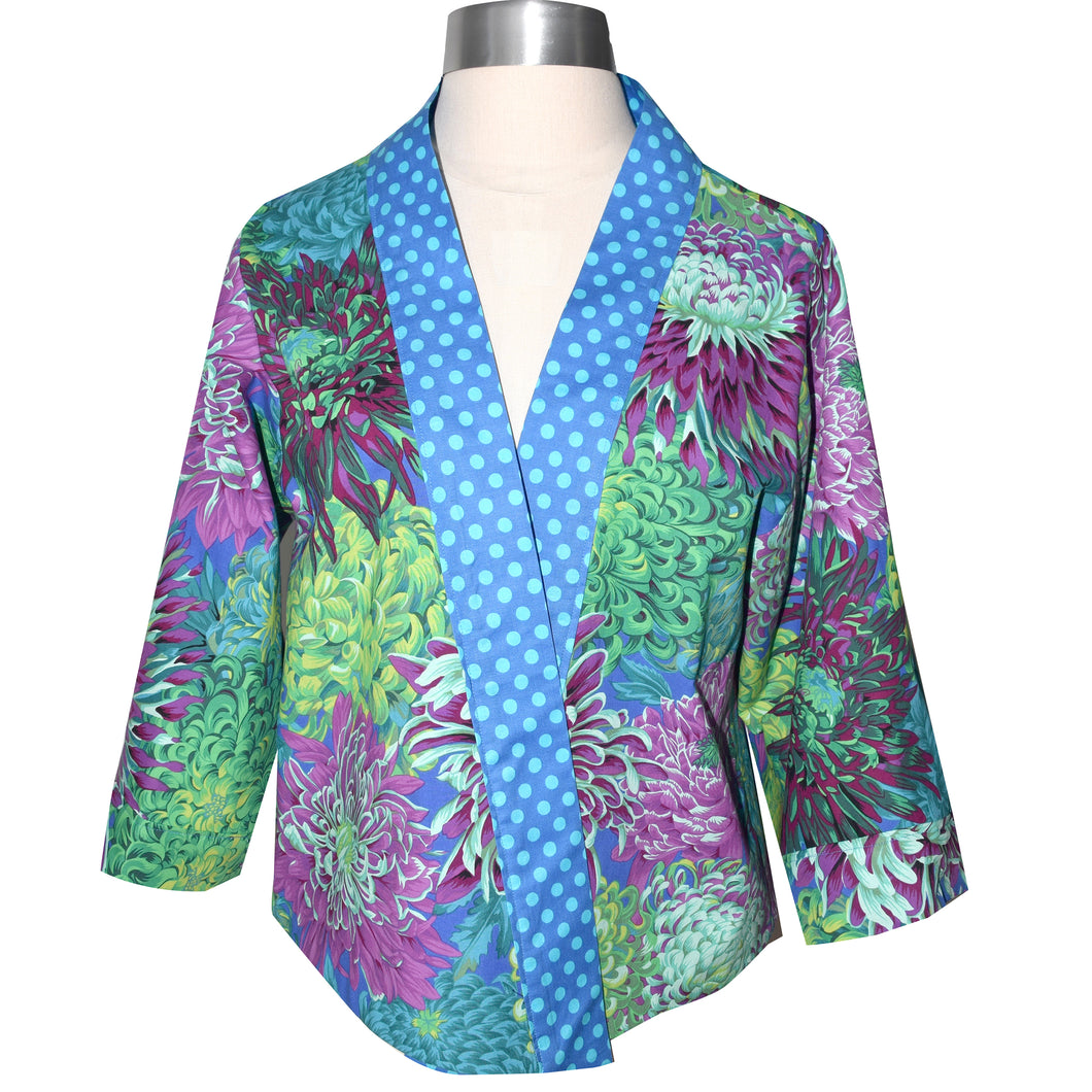 Beautiful Handcrafted Multicolor Floral Lined Cotton Kimono Jacket