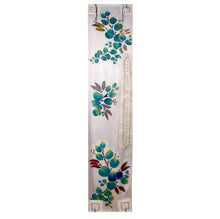 Load image into Gallery viewer, Blue Green Eucalyptus on White Handpainted Silk Tallit Prayer Shawl
