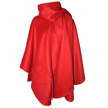 Load image into Gallery viewer, Gorgeous Red Soft Wool Blend Cape with Attached Scarf
