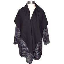Load image into Gallery viewer, Beautiful Black on Deep Gray Knit Wrap Jacket with Roll Collar
