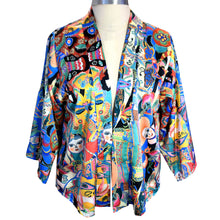 Load image into Gallery viewer, Luxurious Multicolor Print Charmeuse Kimono Jacket
