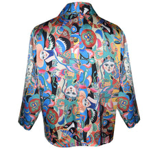 Load image into Gallery viewer, Beautiful Multicolor Print Satin Charmeuse Kimono Jacket with Tie Closure
