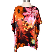 Load image into Gallery viewer, Gorgeous Multicolor Floral Print Charmeuse Silk Ruana Wrap
