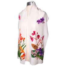 Load image into Gallery viewer, Luxurious Handpainted Multicolor Floral Silk Scarf/Shawl
