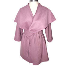 Load image into Gallery viewer, Luxurious Rose Pink Soft Cashmere Wool Blend Wrap Coat with Tie Belt
