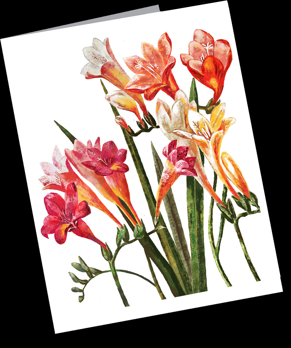 Freesia Floral 10 Small Notecard Pack (4.25” x 5.5”)