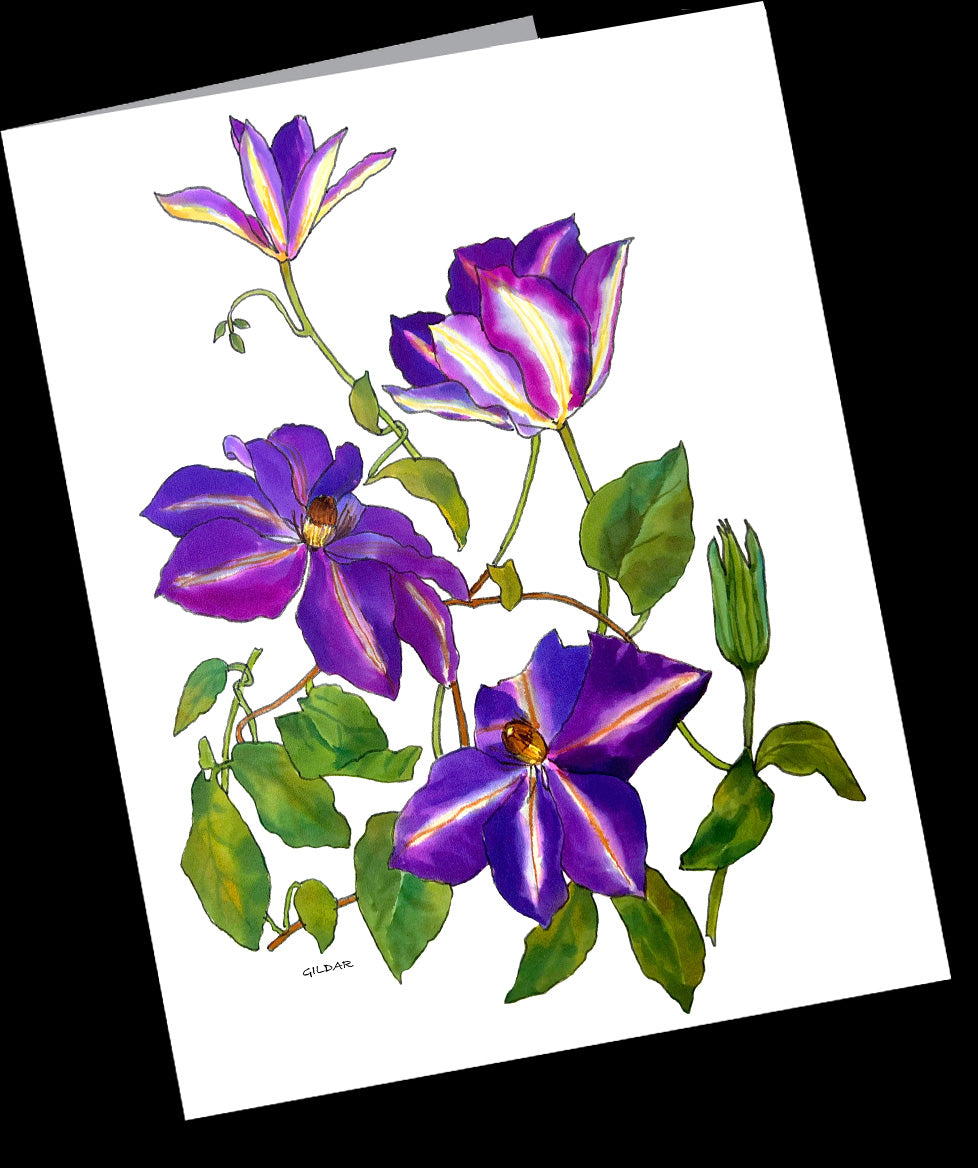 Blue Clematis 10 Small Notecard Pack (4.25” x 5.5”)