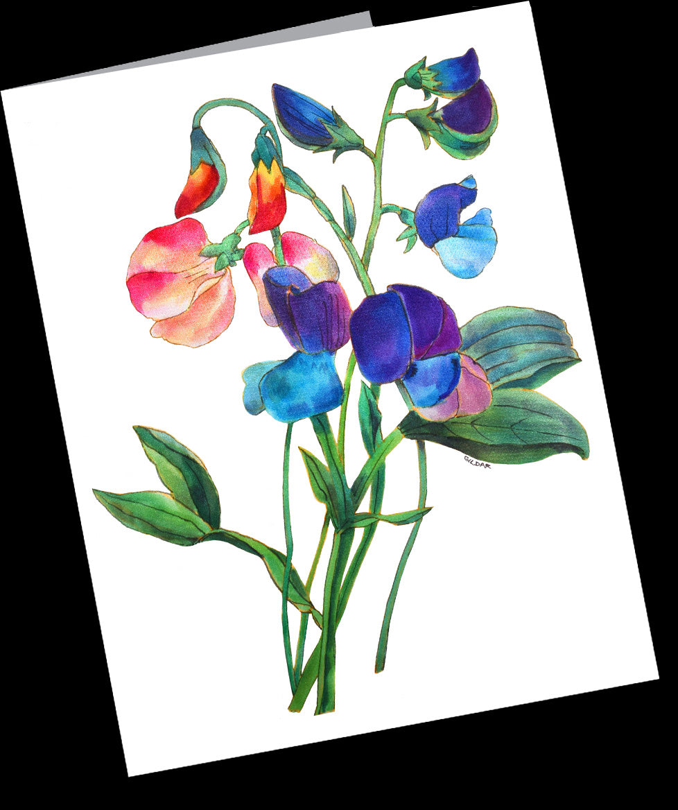 Sweet Pea Floral 10 Small Notecard Pack (4.25” x 5.5”)