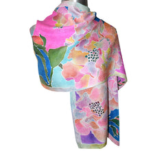 Load image into Gallery viewer, Handpainted Rose Floral Jacquard Silk Wrap
