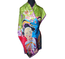 Load image into Gallery viewer, Luxurious Handpainted Japanese Geisha Jacquard Silk Wrap

