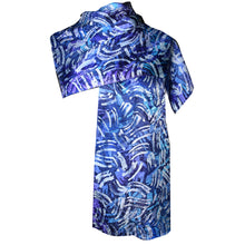Load image into Gallery viewer, Blue Swirls Handpainted Jacquard Silk Scarf
