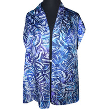 Load image into Gallery viewer, Blue Swirls Handpainted Jacquard Silk Scarf
