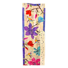 Load image into Gallery viewer, Floral Hummingbird Purple Hand Painted Silk Tallit Prayer Shawl
