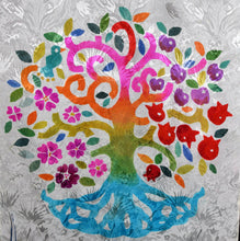 Load image into Gallery viewer, Tree of Life Hand Painted Silk Jacquard Prayer Shawl Tallit
