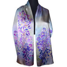 Load image into Gallery viewer, Wisteria Blue Violet Charmeuse Silk Scarf
