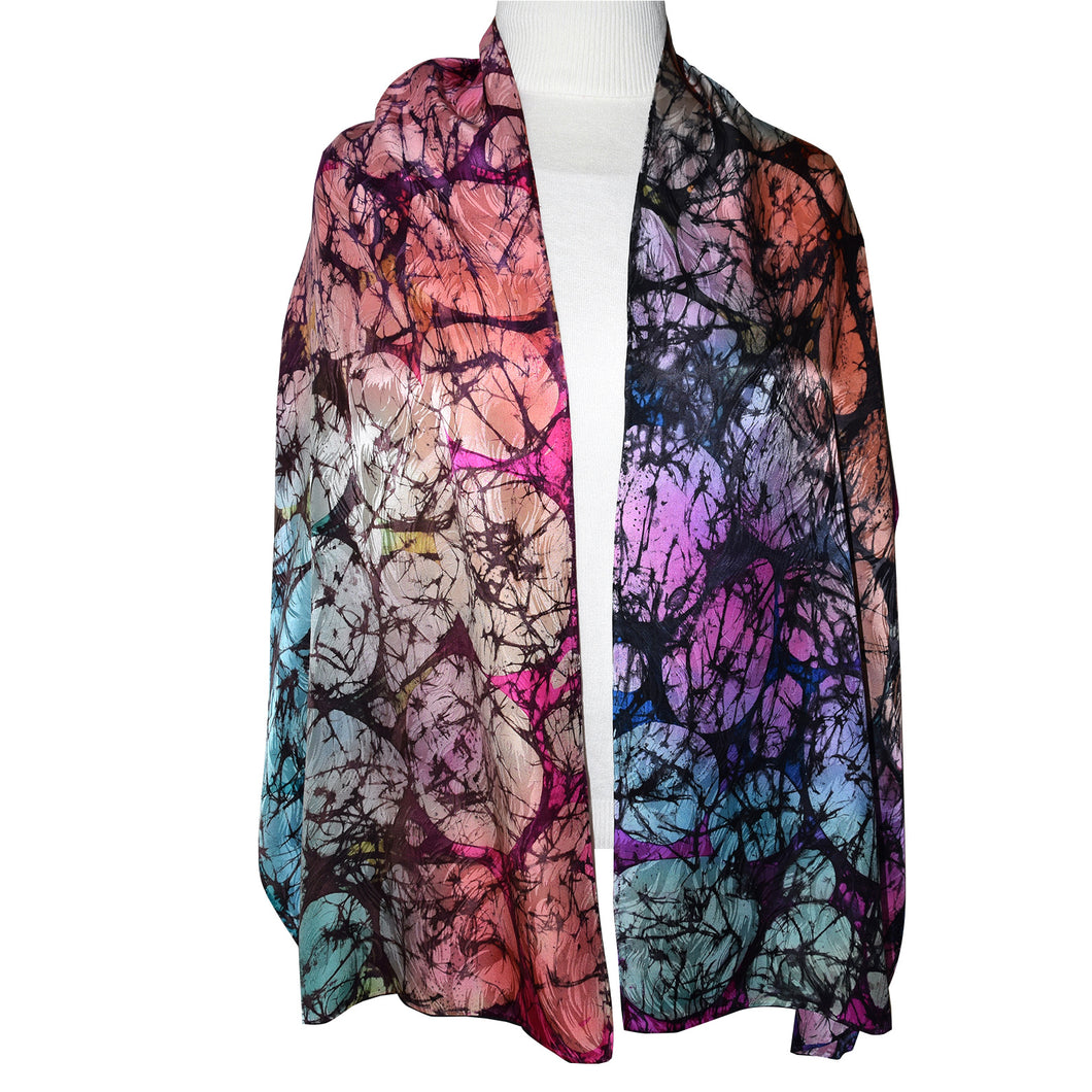 Multicolor Abstract Handpainted Silk Shawl/Scarf