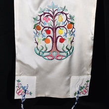 Load image into Gallery viewer, Embroidered Pomegranate Tree of Life Silk Tallit Prayer Shawl
