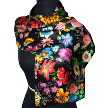 Load image into Gallery viewer, One of a Kind Multicolor Floral Printed Charmeuse Reversible Silk Scarf
