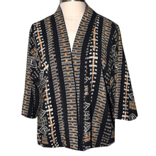 Load image into Gallery viewer, Black Striped Print Lined Silk Kimono Jacket S/M
