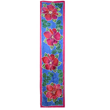Load image into Gallery viewer, Hand Painted Roses on Jacquard Silk Scarf/Shawl
