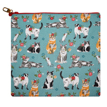 Load image into Gallery viewer, Cats Print Red Zippered Lined Cotton Sleeve with with Koi Zipper Pull
