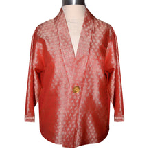 Load image into Gallery viewer, Beautiful Coral Pattern Red Indian Silk Kimono Jacket
