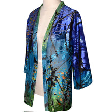 Load image into Gallery viewer, Elegant Blue Green Devore Chiffon Kimono Jacket
