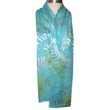 Load image into Gallery viewer, Gorgeous Fern Blue Green Devore Silk Chiffon Scarf
