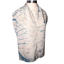 Load image into Gallery viewer, Hand Dyed Shibori Indigo and Cream Crepe Silk Wrap
