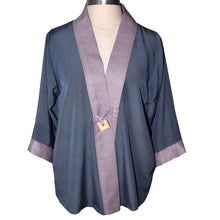 Load image into Gallery viewer, Elegant Blue and Lavender Japanese Silk Komen Jacket with Contrast Trim

