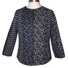 Load image into Gallery viewer, Handcrafted Indigo Patchwork Cotton Quilted Zippered Jacket

