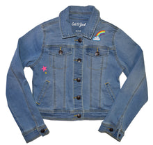 Load image into Gallery viewer, Adorable Embroidered Unicorn and Rainbow Denim Jeans Jacket
