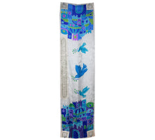 Load image into Gallery viewer, Jerusalem Celestial Blue, Green and Violine Handpainted Silk Tallit Prayer Shawl
