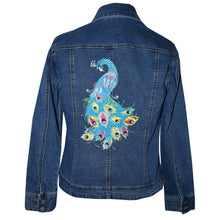 Load image into Gallery viewer, Lyon Blue Denim Jeans Jacket with Stunning Peacock Embroidery
